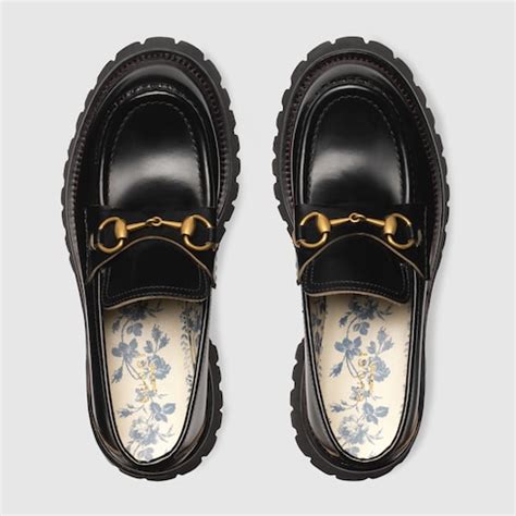 gucci women's leather lug sole loafer